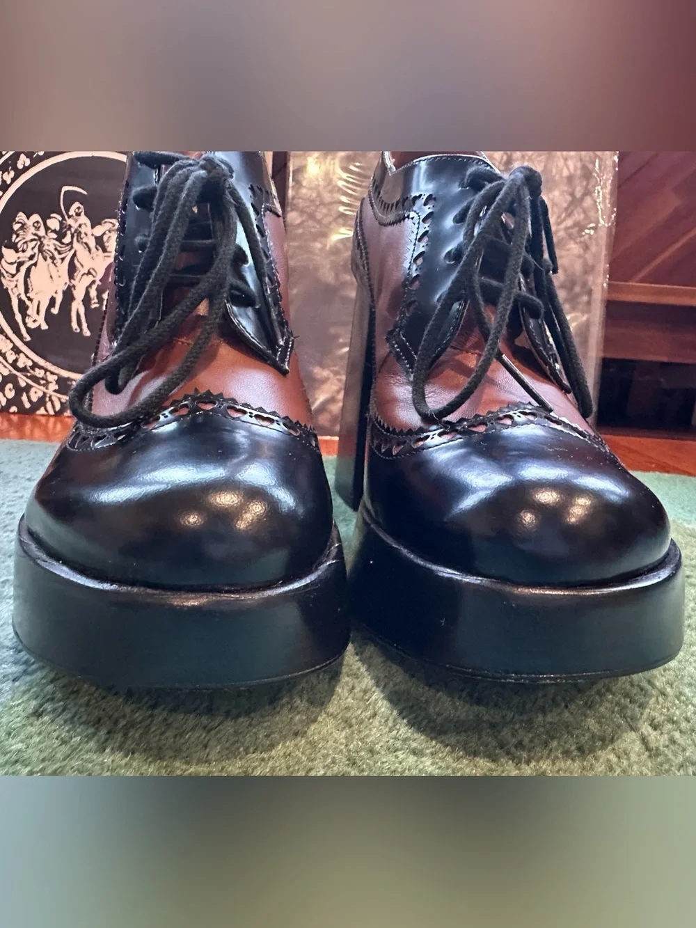 Fluevog LIKE NEW Lasting Impressions Meraki brogue heart platform heel loafer-11